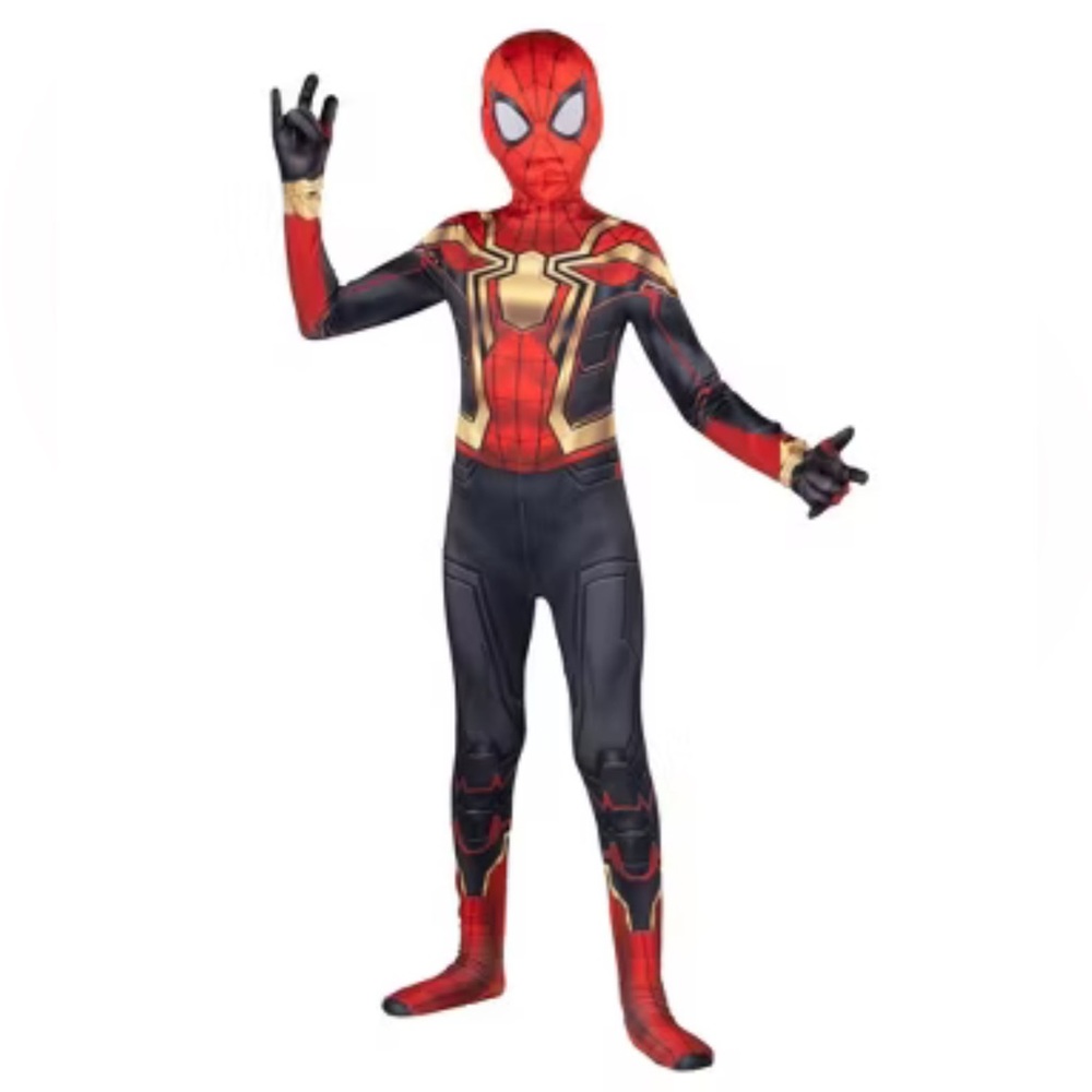 🕷️SPIDER-MAN🕷️ JUMPSUIT & FABRIC MASK KIDS COSTUME SIZE LARGE 🌟NWT🌟